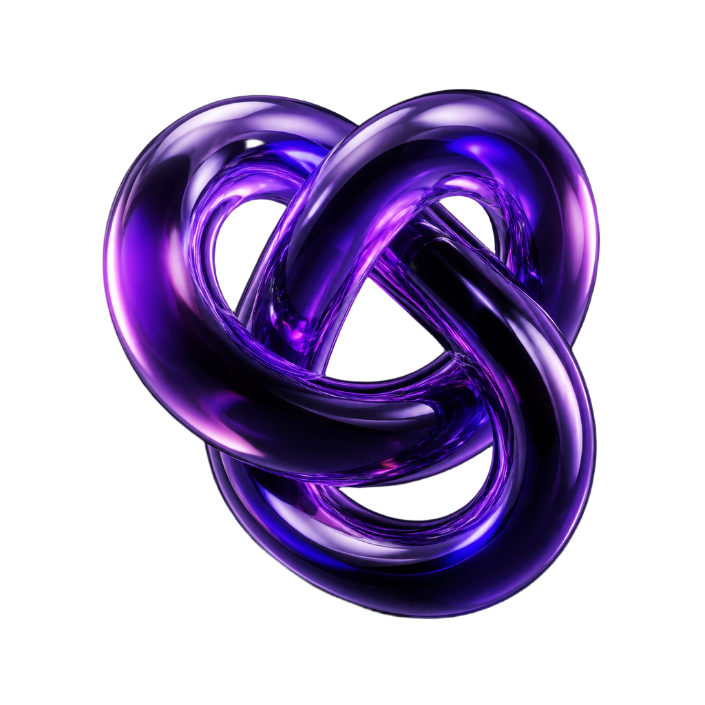 Abstract 3D purple shape representing digital growth