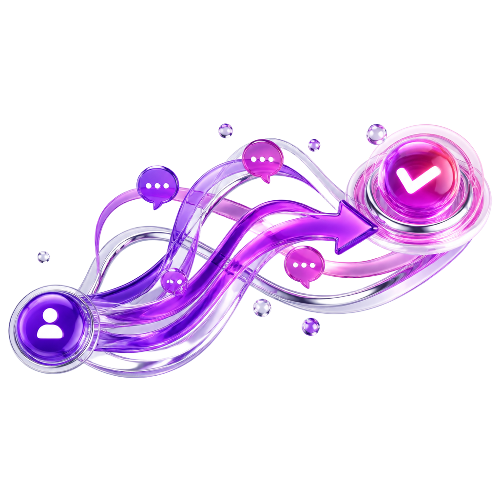 Flowing purple ribbon representing a smooth onboarding process
