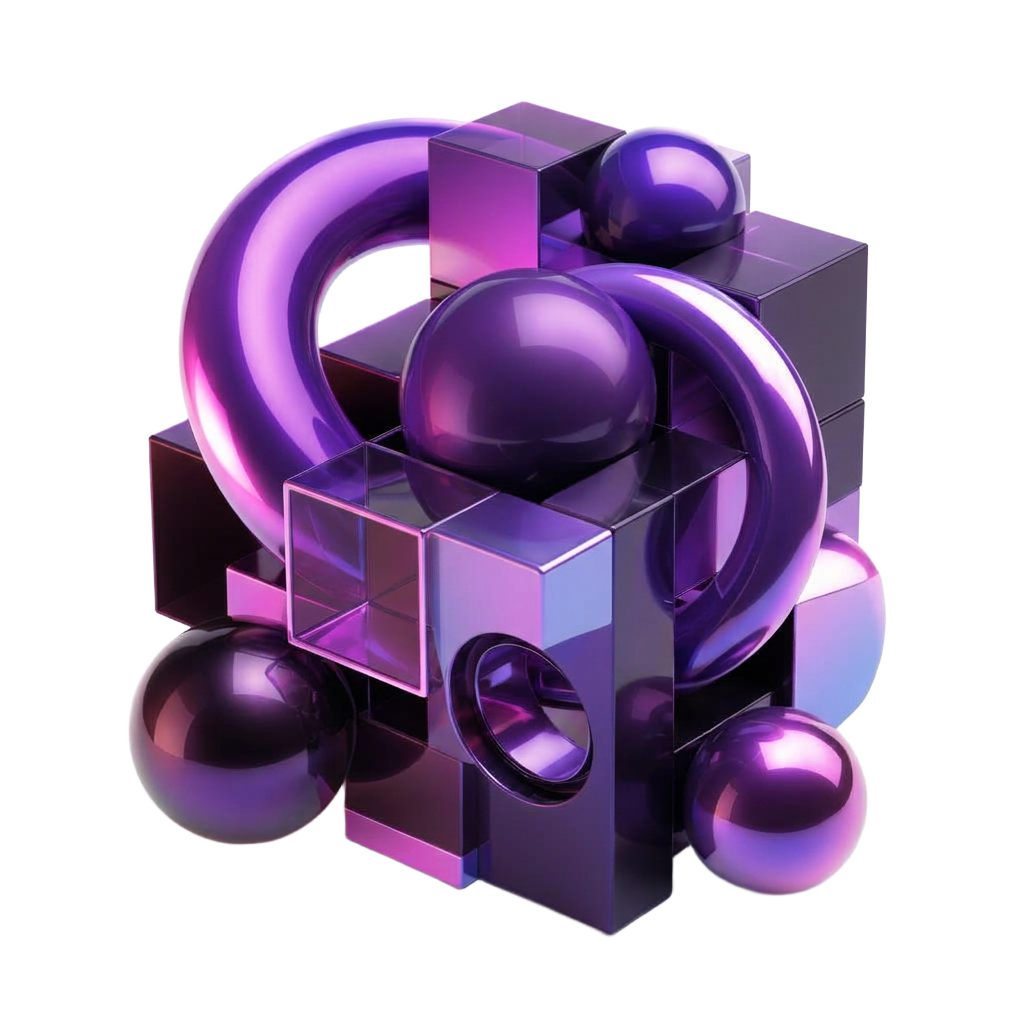Abstract interlocking 3D shapes representing services working together